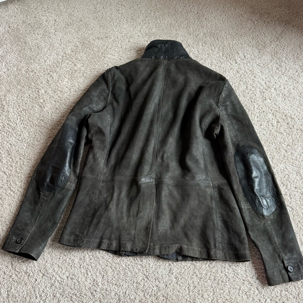 All Saints Survey Layered Leather Jacket Anthracite Grey Large - Picture 5 of 5